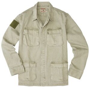 Birdwell Beach Britches HBT Herringbone Military Jacket Pigment Dyed Green S NWT